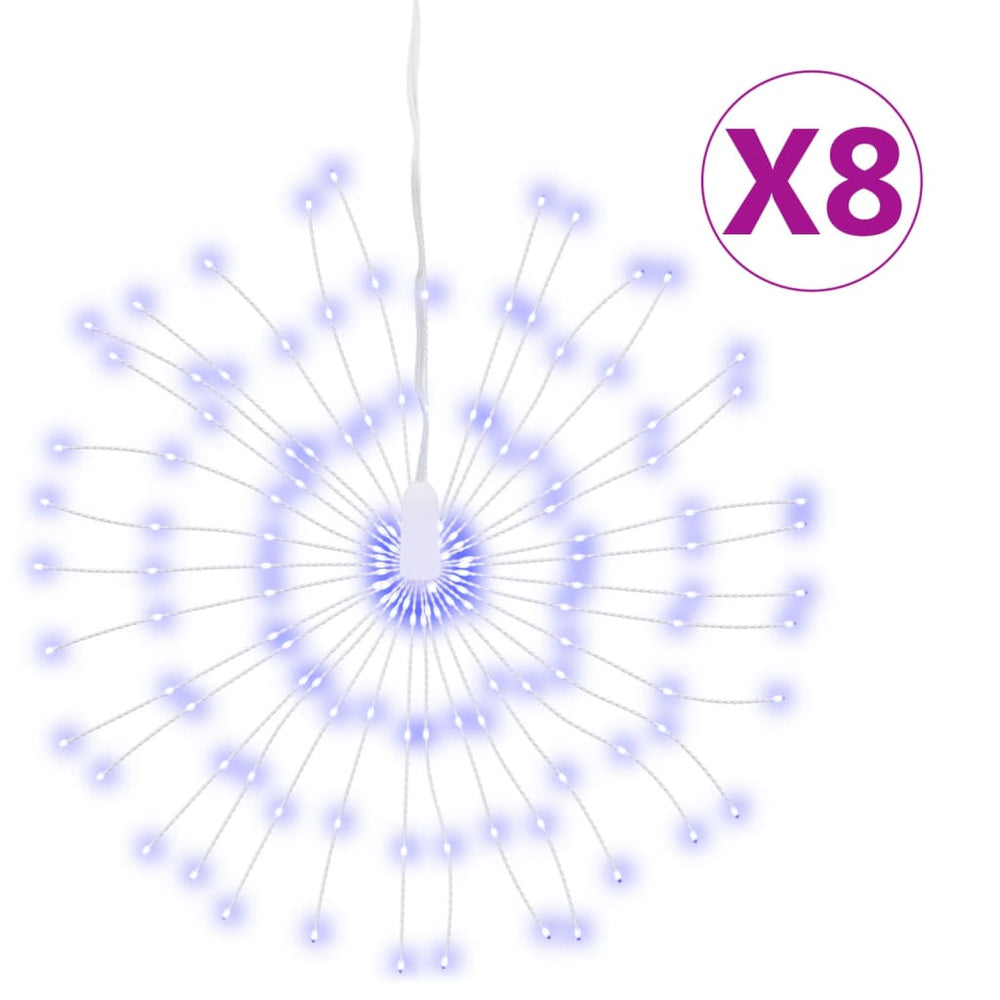 vidaXL Christmas Lights Firework 8 pcs. 140 LEDs Blue 17 cm
