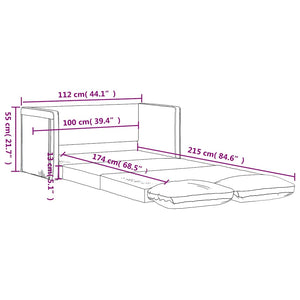 vidaXL Floor Sofa with Sleeping Function Light Grey 112x174x55 cm Fabric