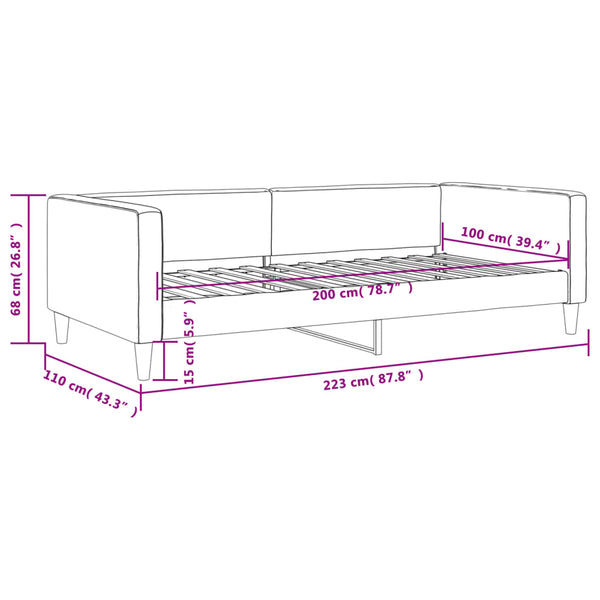 Tagesbett Taupe Stoff 100x200 cm