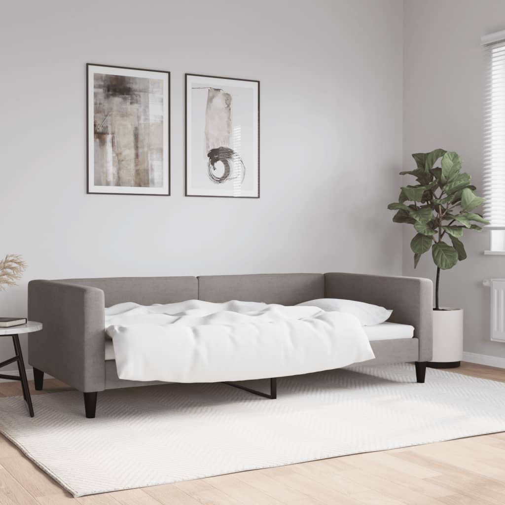 Tagesbett Taupe Stoff 100x200 cm