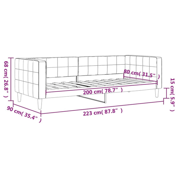 Tagesbett Hellgrau Samt 80x200 cm