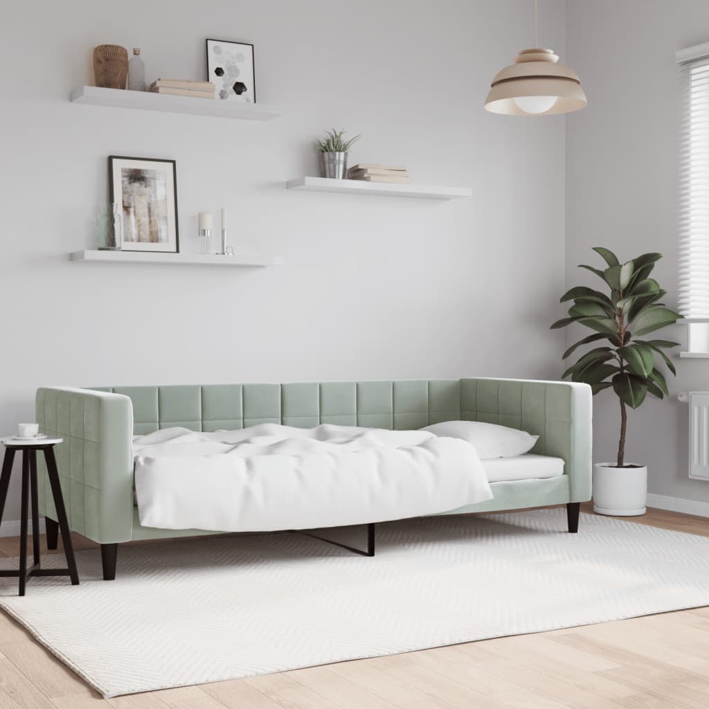 Tagesbett Hellgrau Samt 80x200 cm