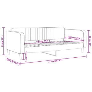 vidaXL Day Bed Light Grey 100x190 cm Velvet