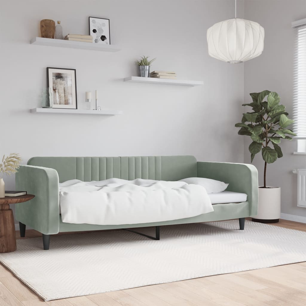 vidaXL Day Bed Light Grey 100x190 cm Velvet