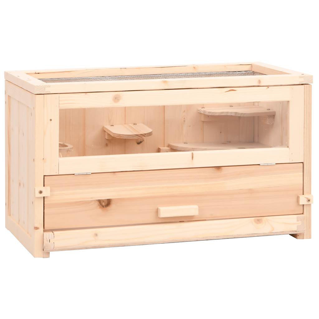 vidaXL Hamster Cage 60x30x35 cm Solid Fir Wood
