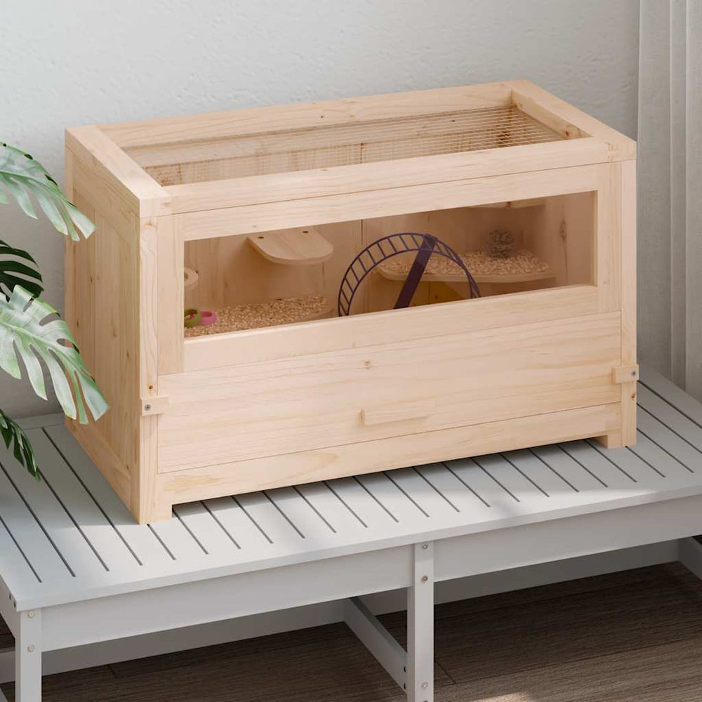 vidaXL Hamster Cage 60x30x35 cm Solid Fir Wood
