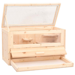 vidaXL Hamster Cage 60x30x35 cm Solid Fir Wood