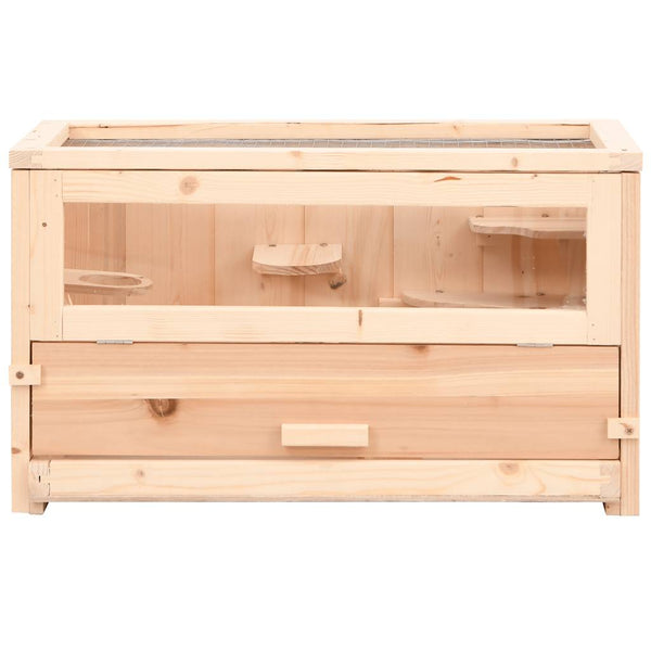 vidaXL Hamster Cage 60x30x35 cm Solid Fir Wood