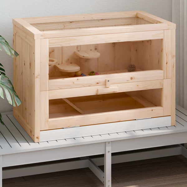 vidaXL Hamster Cage 60x35.5x42 cm Solid Fir Wood