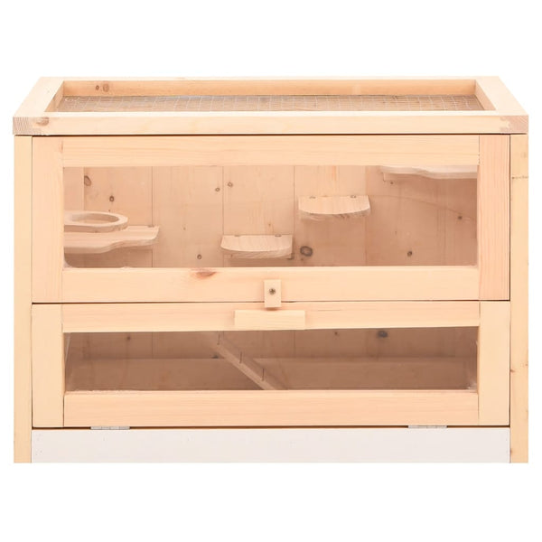 vidaXL Hamster Cage 60x35.5x42 cm Solid Fir Wood