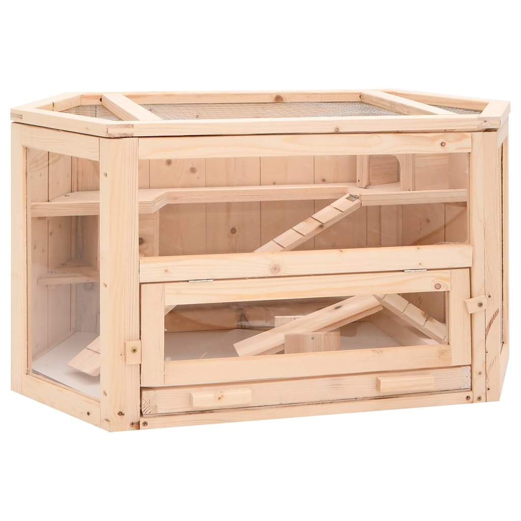 vidaXL Hamster Cage 80x40x43 cm Solid Fir Wood