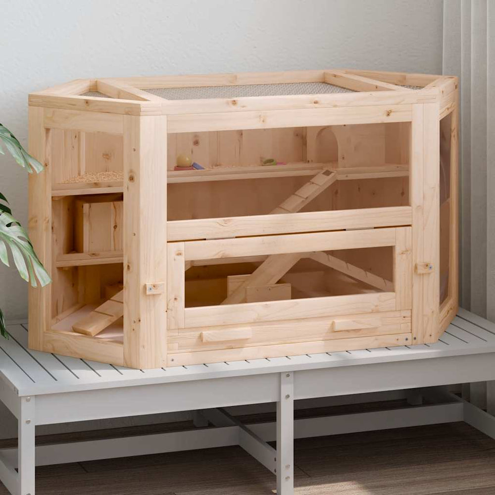 vidaXL Hamster Cage 80x40x43 cm Solid Fir Wood