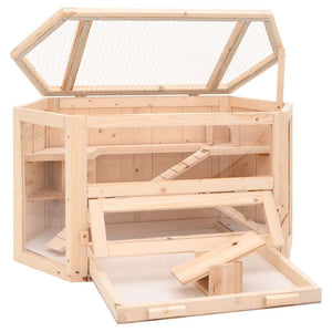 vidaXL Hamster Cage 80x40x43 cm Solid Fir Wood