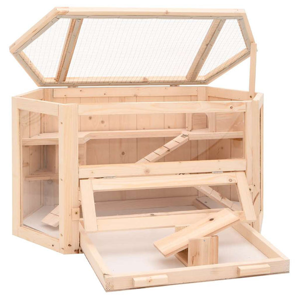 vidaXL Hamster Cage 80x40x43 cm Solid Fir Wood