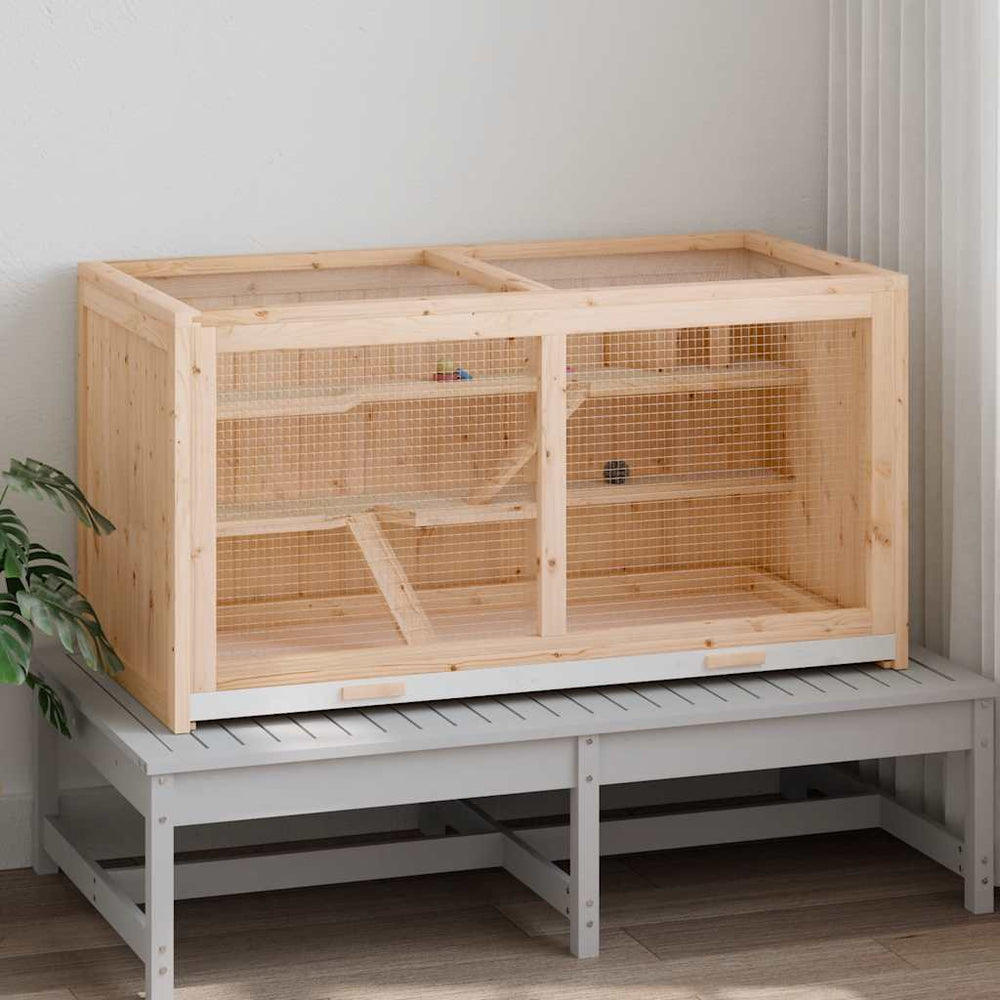 vidaXL Hamster Cage 89.5x45x45 cm Solid Fir Wood