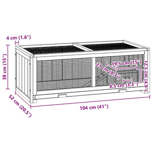vidaXL Hamster Cage 104x52x38 cm Solid Fir Wood