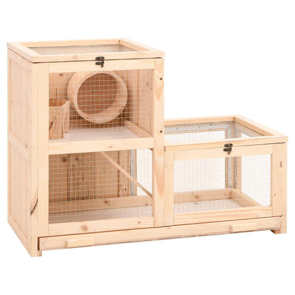 vidaXL Hamster Cage 81x40x60 cm Solid Fir Wood