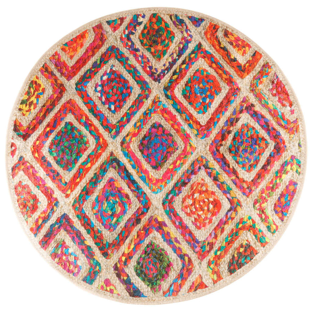 vidaXL Washable Rug Multicolour Ø 120 cm