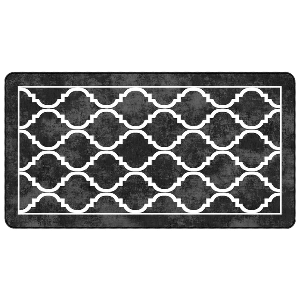 vidaXL Washable Rug Black and White 80x150 cm