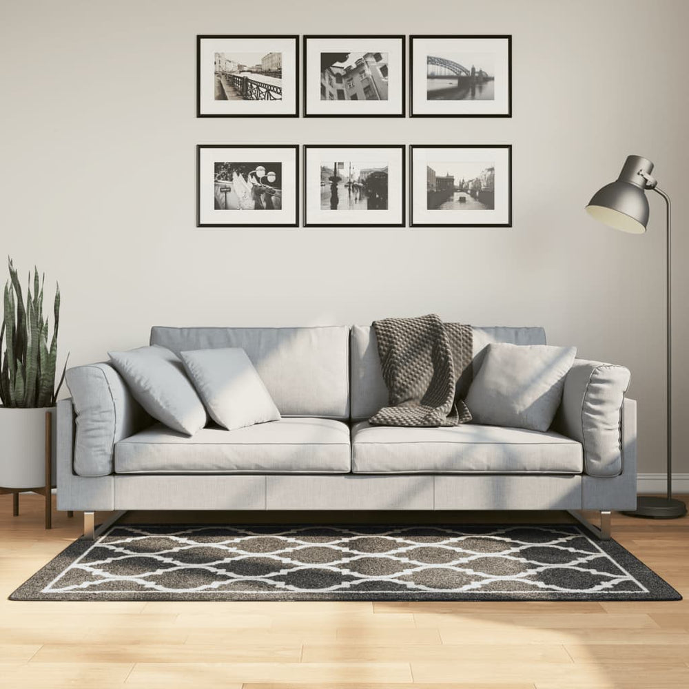 vidaXL Washable Rug Black and White 80x150 cm