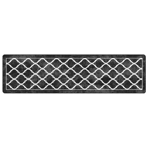 vidaXL Washable Rug Black and White 80x300 cm
