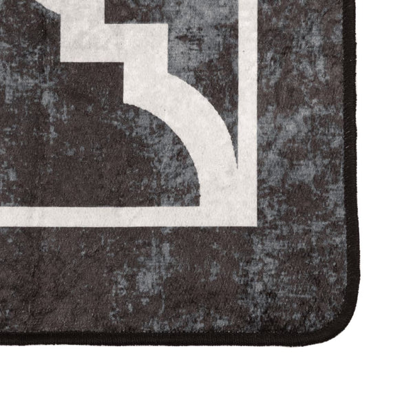 vidaXL Washable Rug Black and White 80x300 cm