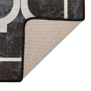 vidaXL Washable Rug Black and White 80x300 cm