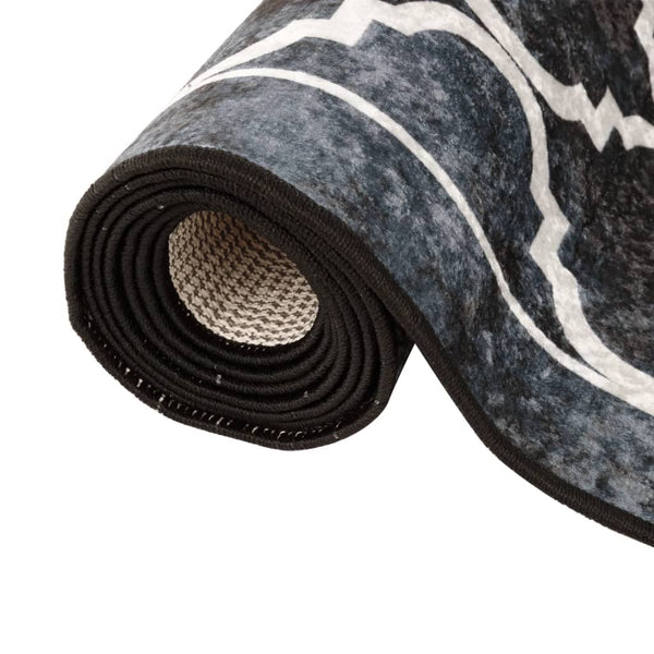 vidaXL Washable Rug Black and White 80x300 cm