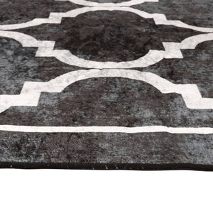 vidaXL Washable Rug Black and White 80x300 cm