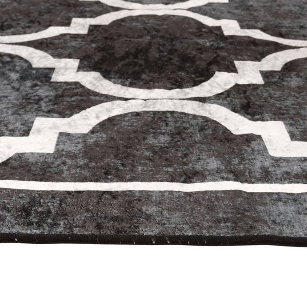 vidaXL Washable Rug Black and White 80x300 cm