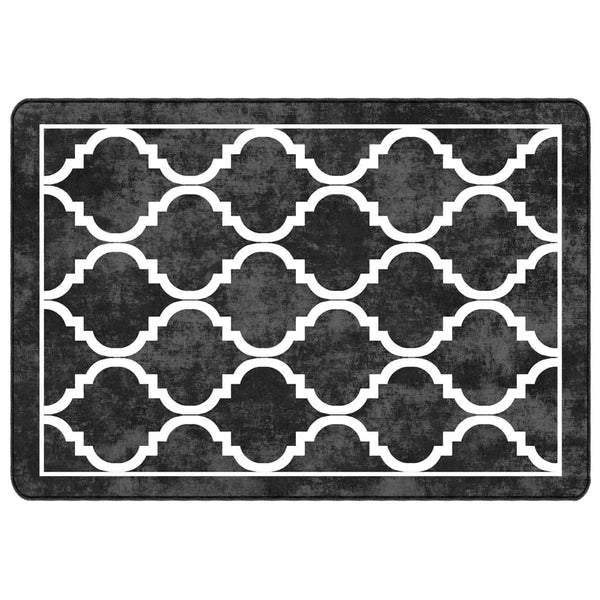vidaXL Washable Rug Black and White 120x180 cm