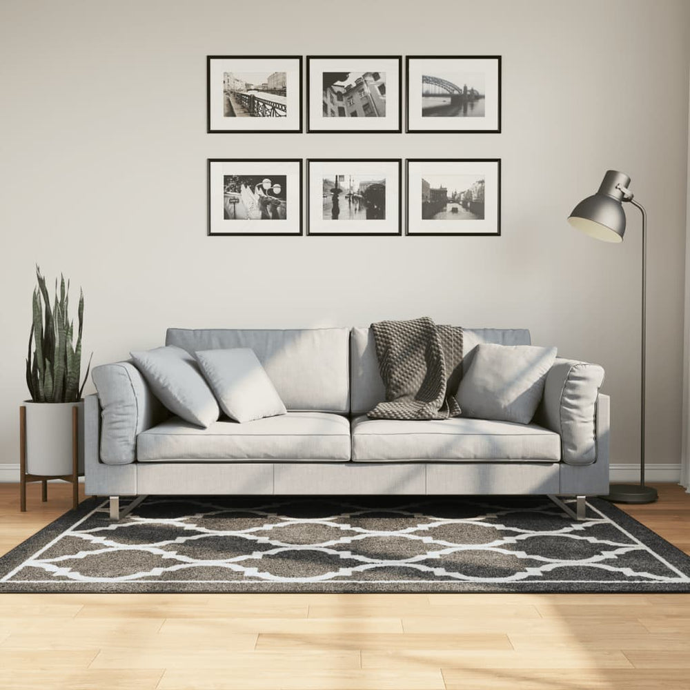 vidaXL Washable Rug Black and White 120x180 cm