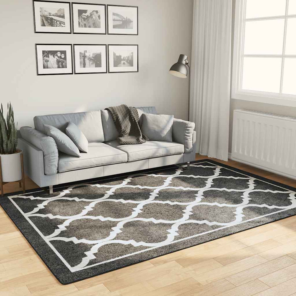 vidaXL Washable Rug Black and White 160x230 cm
