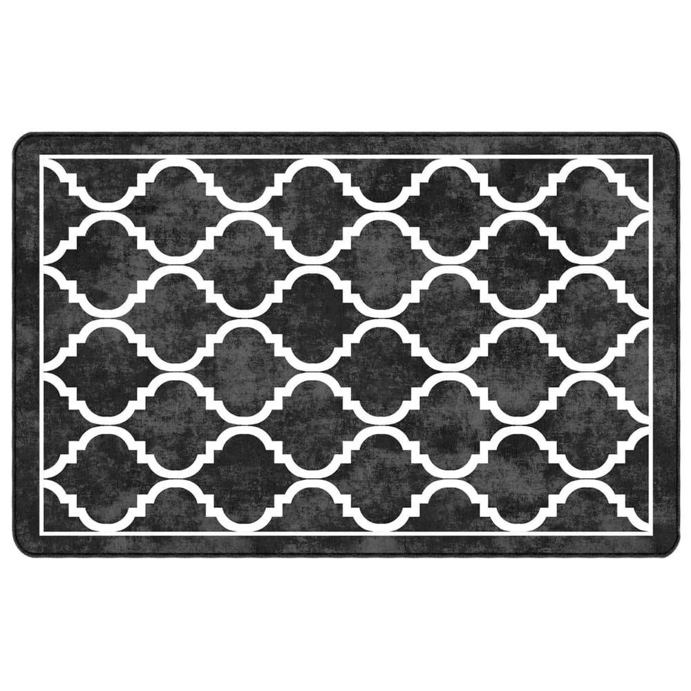 vidaXL Washable Rug Black and White 190x300 cm