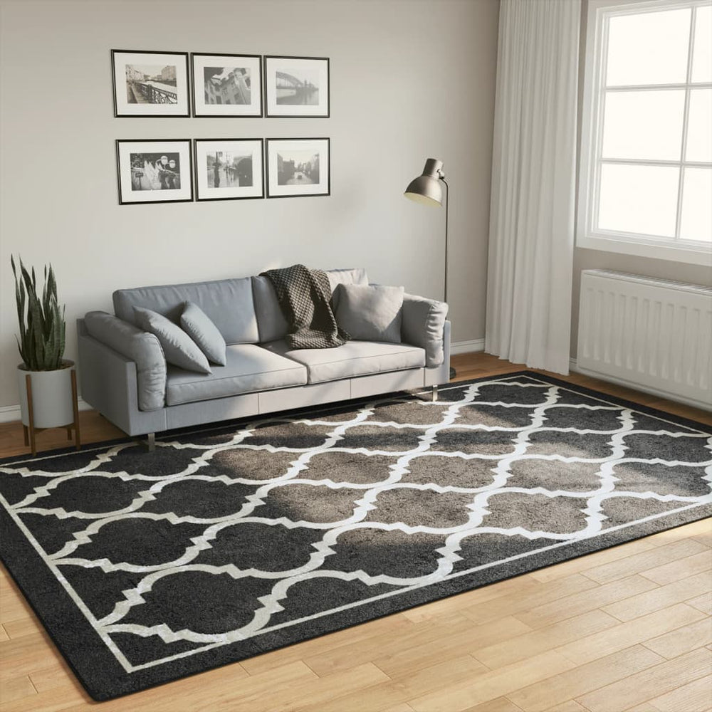 vidaXL Washable Rug Black and White 190x300 cm