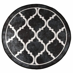 vidaXL Washable Rug Black and White Ø 120 cm