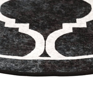 vidaXL Washable Rug Black and White Ø 120 cm