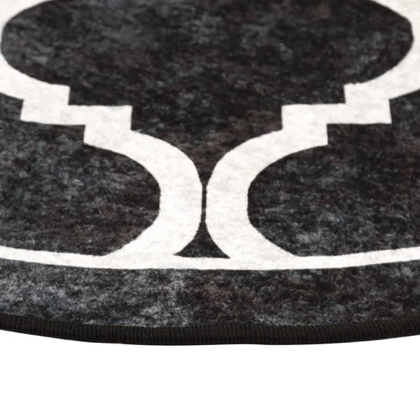 vidaXL Washable Rug Black and White Ø 120 cm