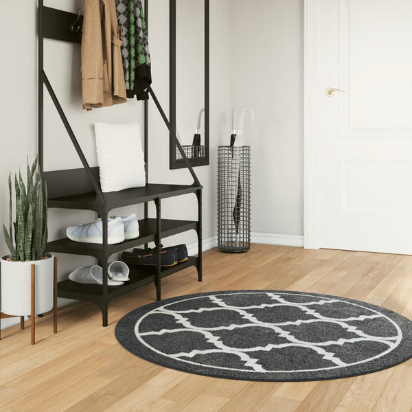 vidaXL Washable Rug Black and White Ø 120 cm