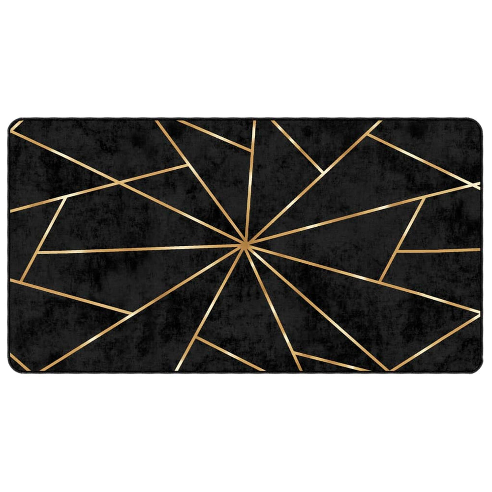 vidaXL Washable Rug Black and Gold 80x150 cm