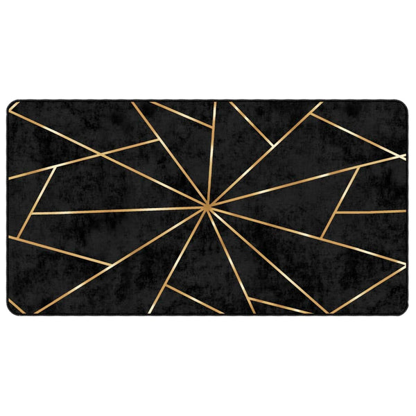 vidaXL Washable Rug Black and Gold 80x150 cm