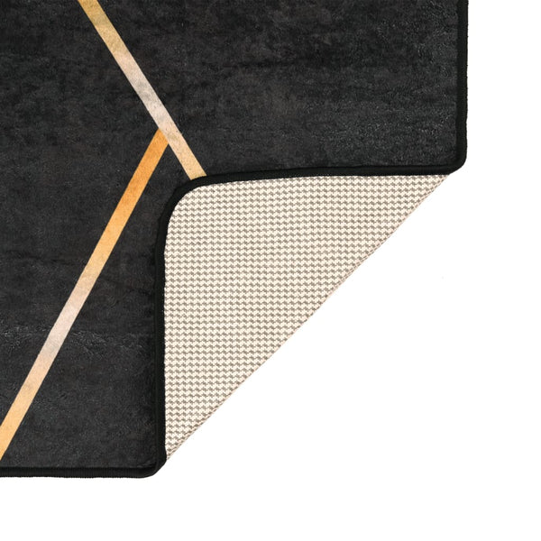 vidaXL Washable Rug Black and Gold 80x150 cm