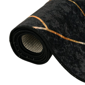 vidaXL Washable Rug Black and Gold 80x150 cm
