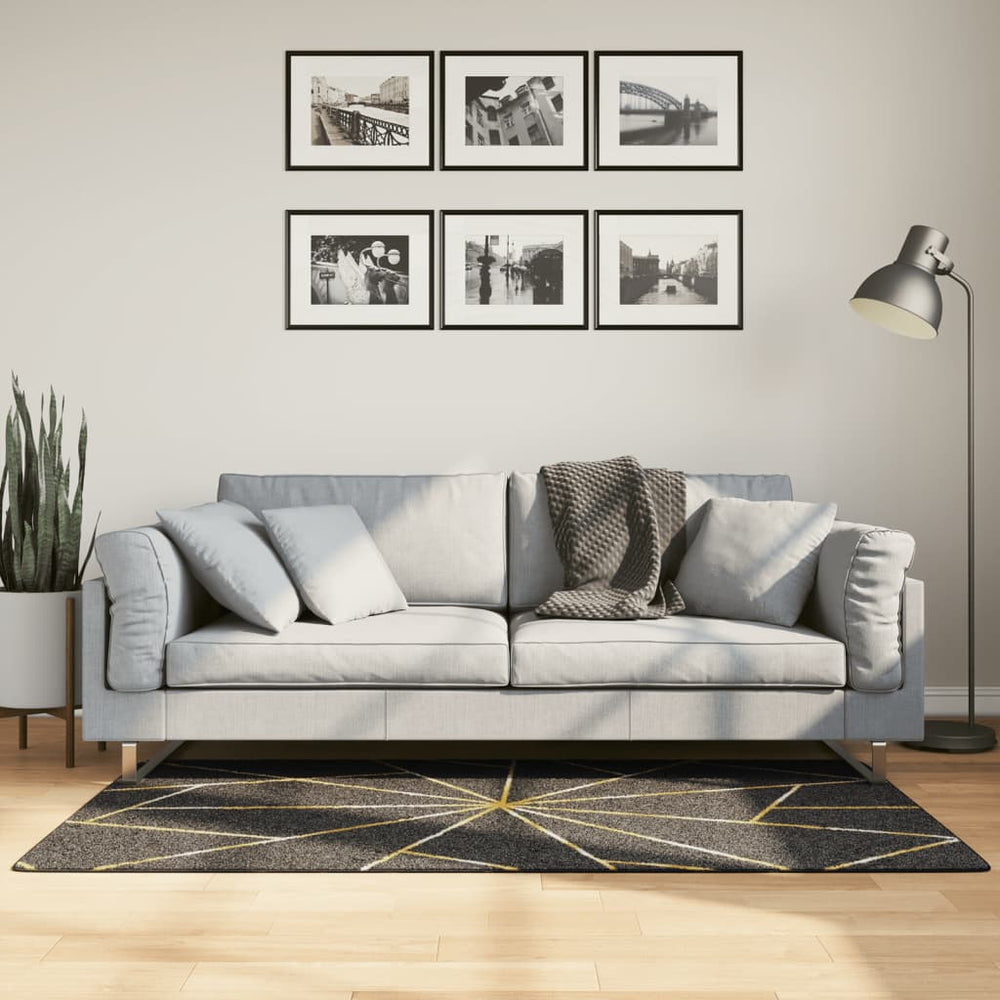 vidaXL Washable Rug Black and Gold 80x150 cm