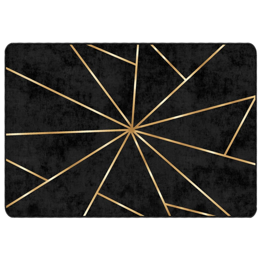 vidaXL Washable Rug Black and Gold 120x180 cm