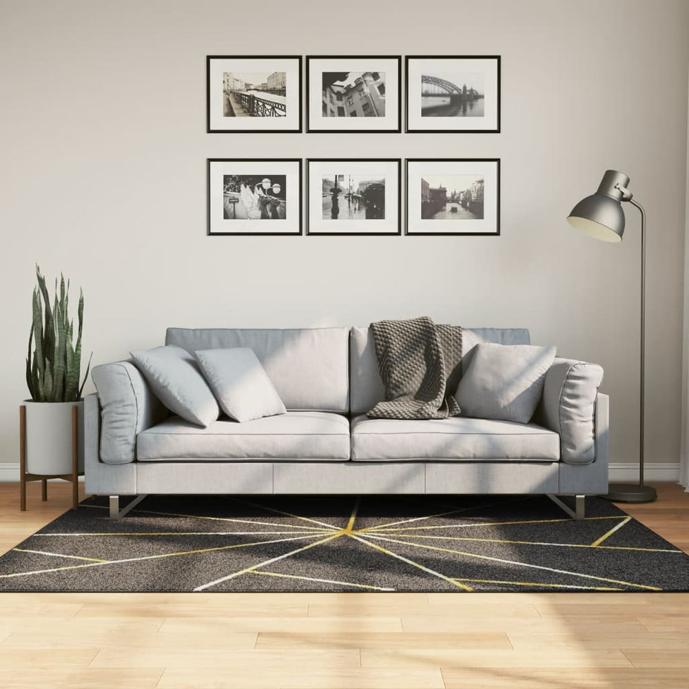 vidaXL Washable Rug Black and Gold 120x180 cm