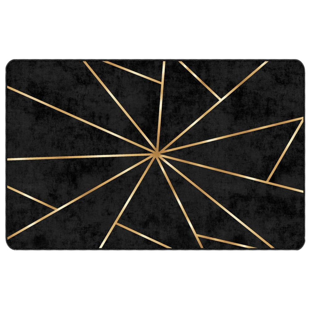 vidaXL Washable Rug Black and Gold 190x300 cm