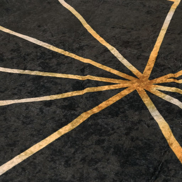 vidaXL Washable Rug Black and Gold 190x300 cm