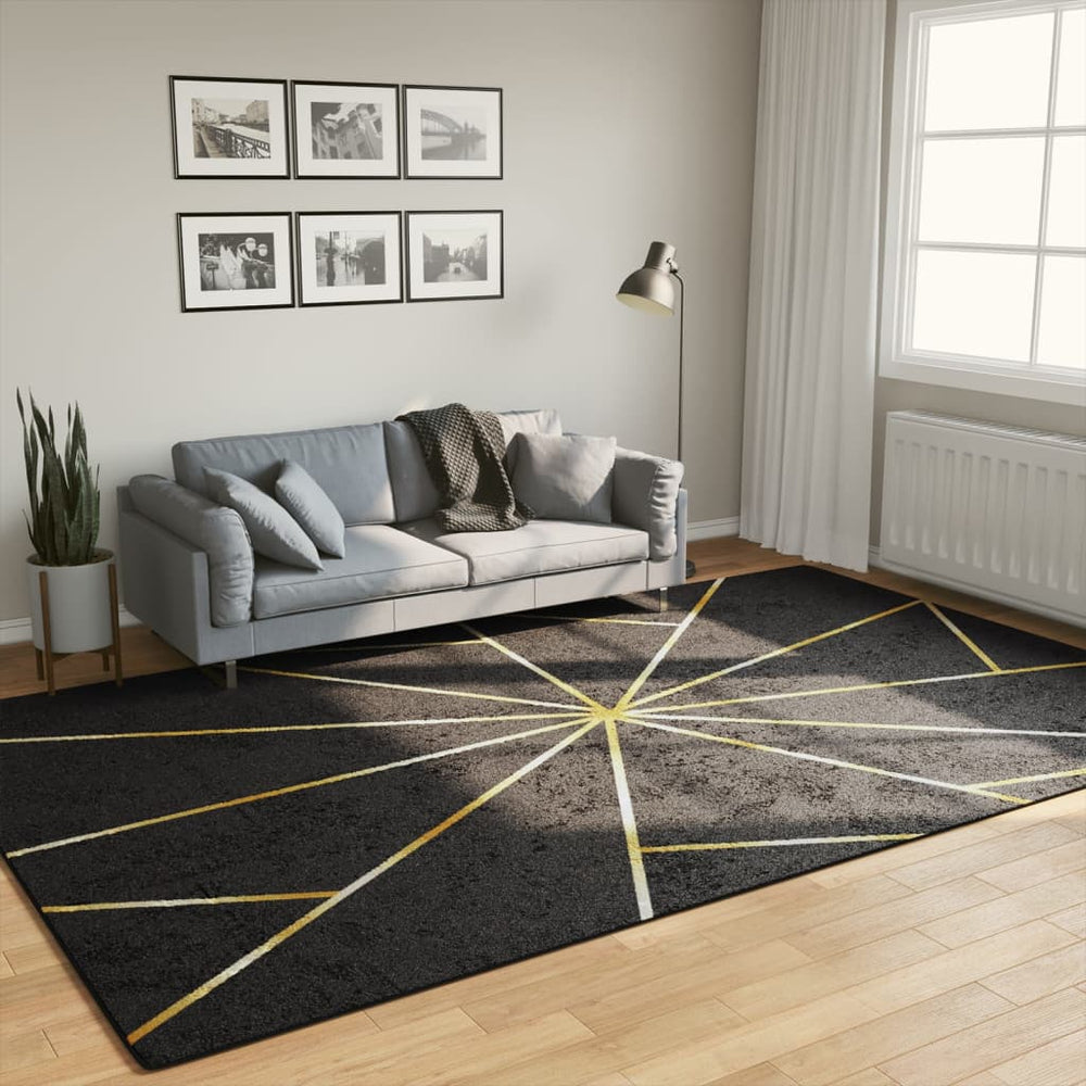 vidaXL Washable Rug Black and Gold 190x300 cm