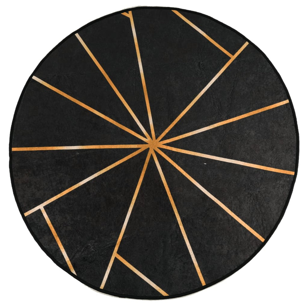 vidaXL Washable Rug Black and Gold Ø 120 cm